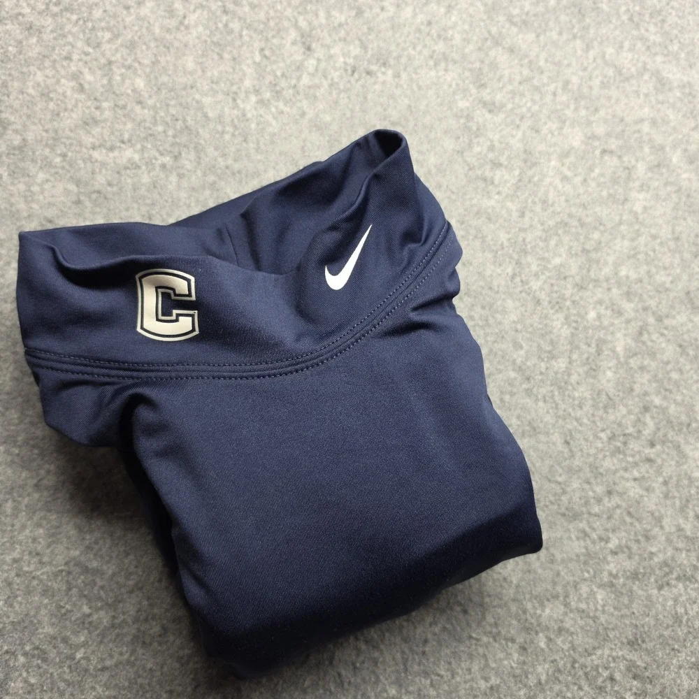 Nike Pro Therma-FIT Blue Mock Neck Long Sleeve Shirt Size S Logo